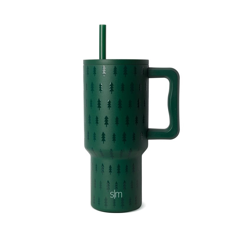 30 oz Insulated Stainless Steel Trek Tumbler with Straw Lid - Trees Deep Forest