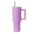 Insulated Stainless Steel Trek Tumbler with Straw Lid - Electric Lavender Leopard