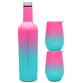 Insulated Wine Tumbler Set - 2 x 12oz Glasses & 1 x 25oz Bottle - Ombre Sorbet