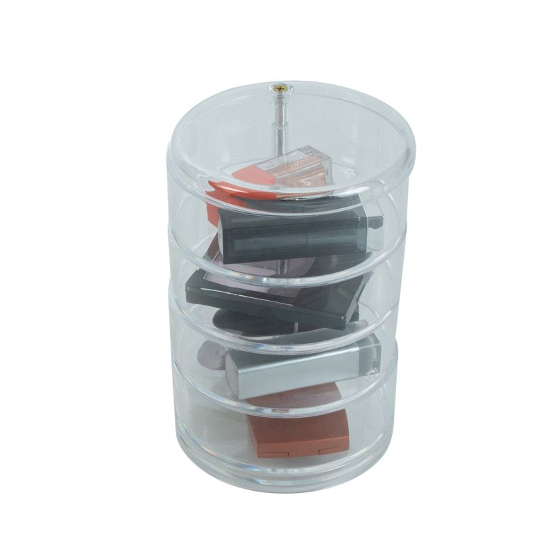 Clear 4-Tier Swivel Makeup and Jewelry Organizer for Vanity and Bathroom
