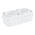 Simplify 6 Pack Multi-Size Plastic Storage Baskets in White - Organizing Set with Varied Shapes