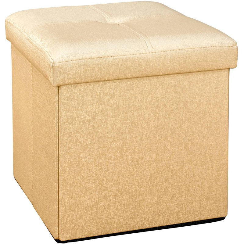 Faux Leather Folding Storage Ottoman Cube - Multiple Colors