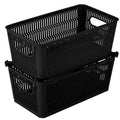 Black Simplify Slide 2 Stack It Polypropylene Storage Baskets Set of 2