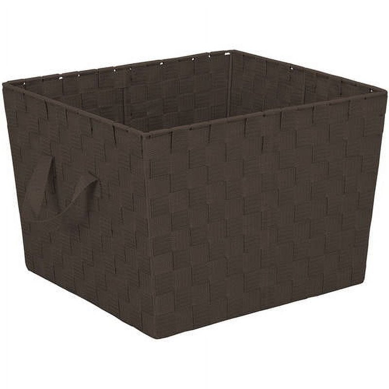 Large Brown Woven Strap Polypropylene Storage Basket - 13x15 Inches