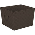 Large Brown Woven Strap Polypropylene Storage Basket - 13x15 Inches