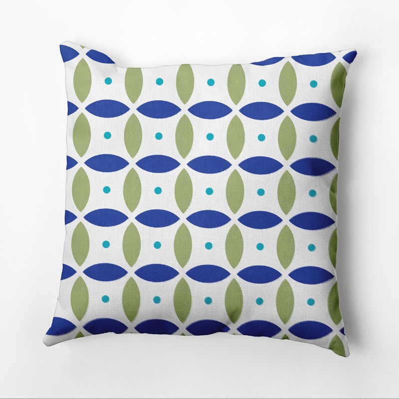 Outdoor Beach Ball Pillow - Geometric Blue 16x16 Inch Patio Cushion - Variation of Blue