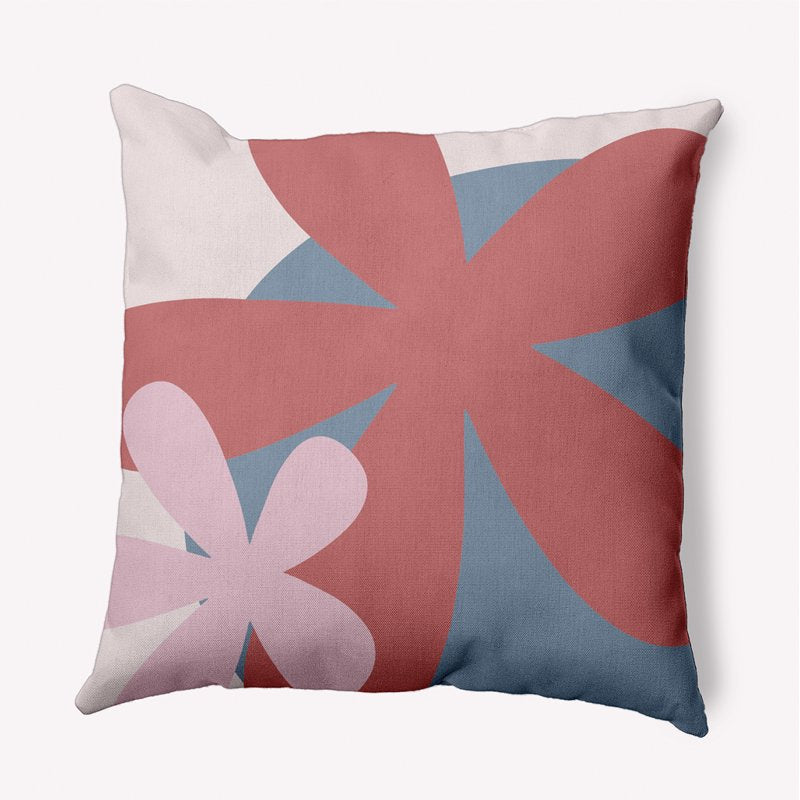 Indoor Square Pillow - Bright Mauve Pink 26-inch Bold Flower Design - Set of 1