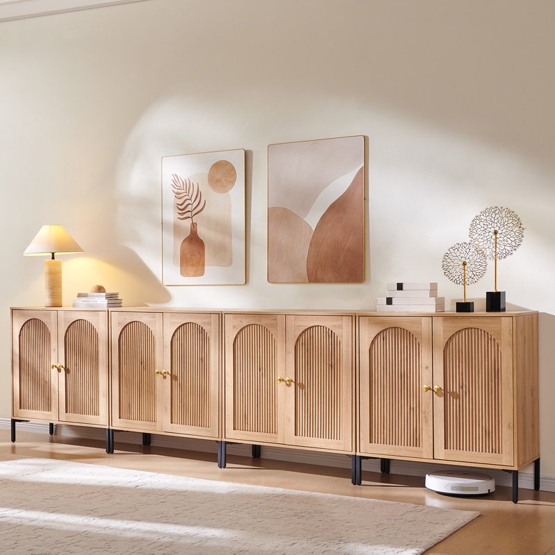 Wooden Buffet Cabinet with Adjustable Shelf - Natural, 4 Pack
