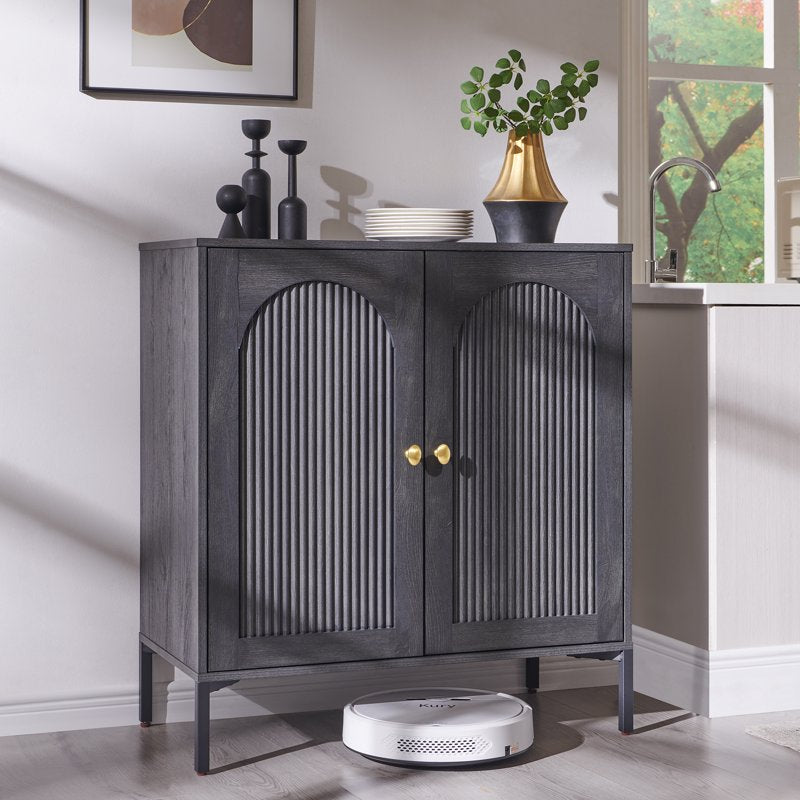 Wooden Buffet Cabinet with Storage - 34" Tall, Grey