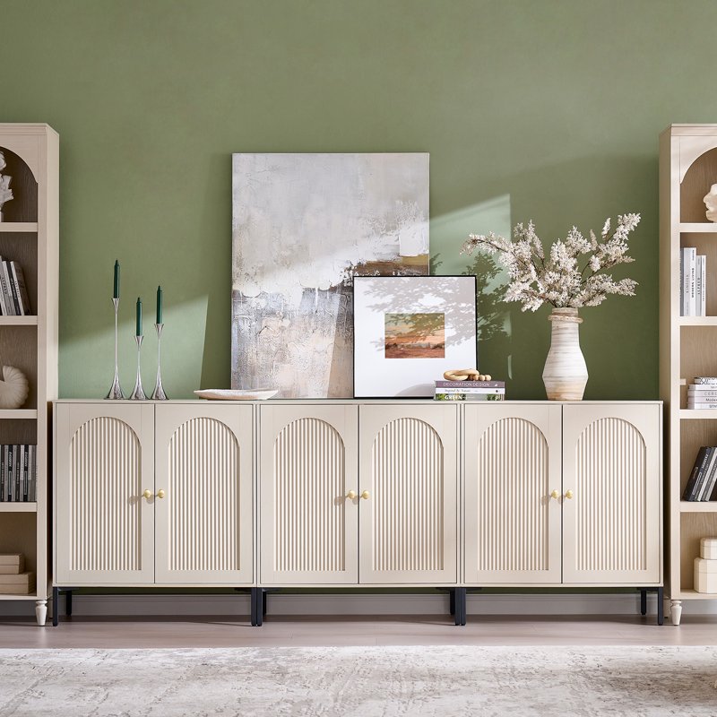 Wooden Buffet Cabinet with Adjustable Shelf - Cream, 3 Pack