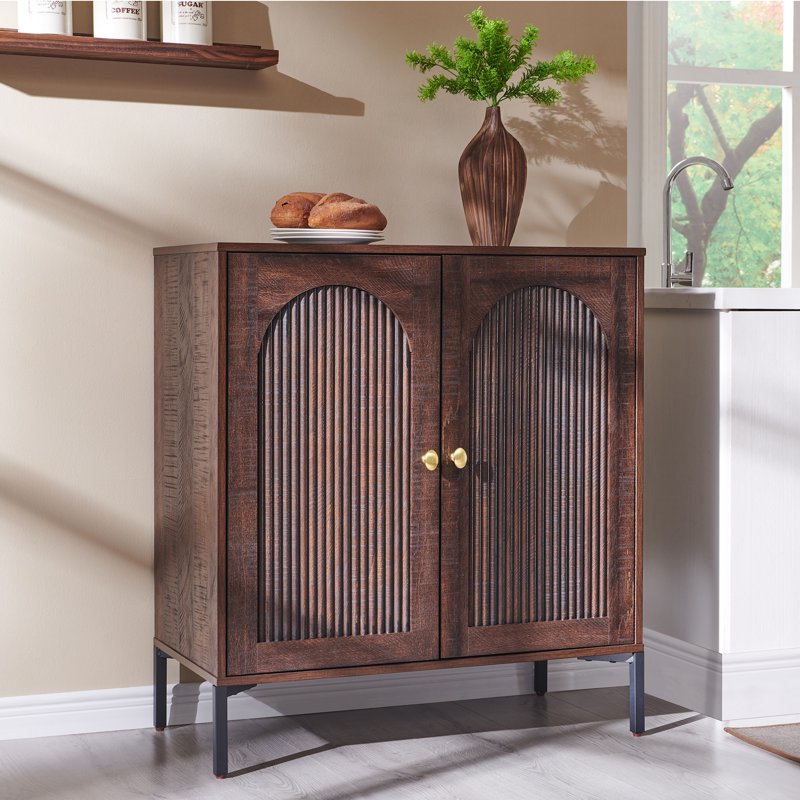 Wooden Buffet Cabinet with Adjustable Shelf - Brown