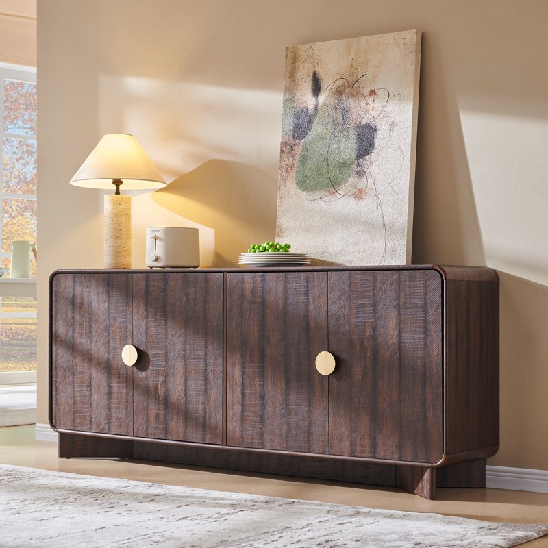 70'' Large Wooden Buffet Cabinet - Brown, Modern Design with Storage