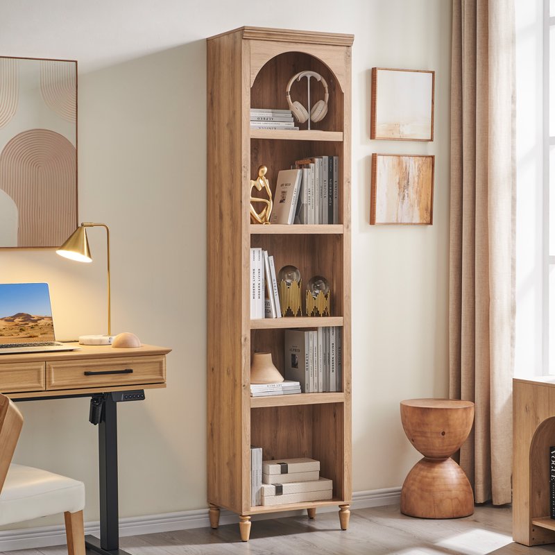 Tall Arched Bookcase - 5-Tier Narrow Bookshelf for Stylish Storage
