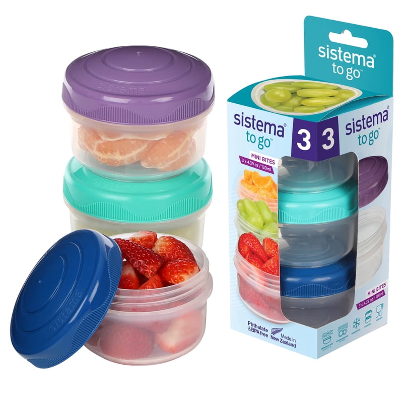 Mini Travel Snack Containers - Sistema To Go Round Mini Bites 3-Pack