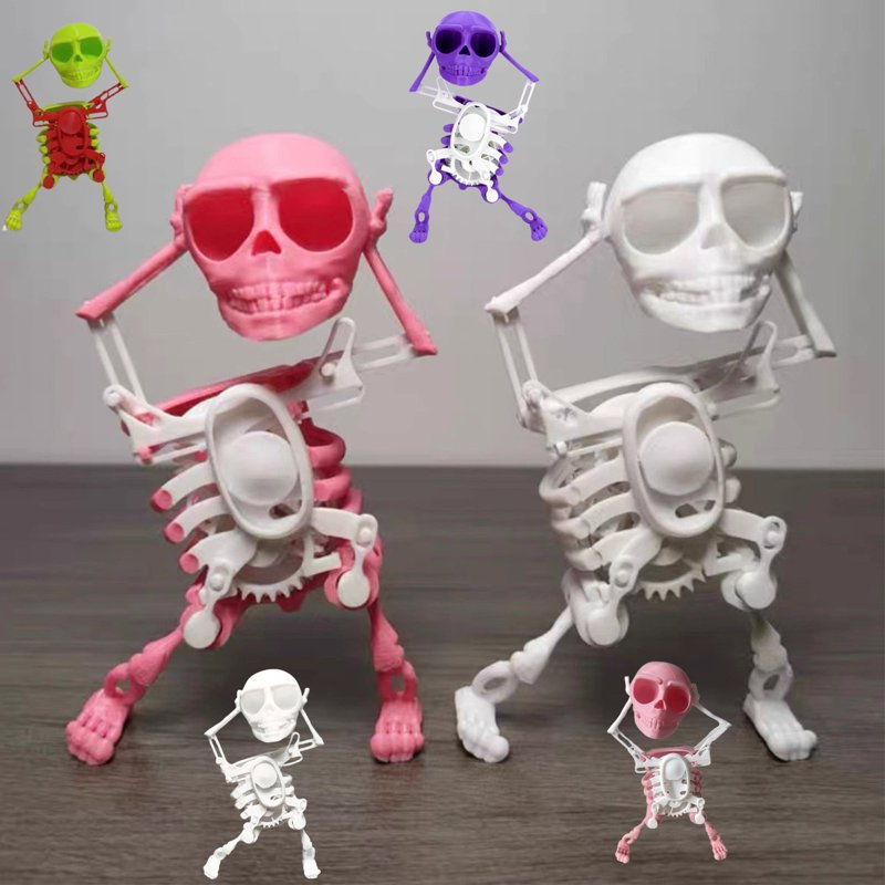 Wind-Up Skeleton Toy - Mechanical Dancing Halloween Decoration for Kids & Desk