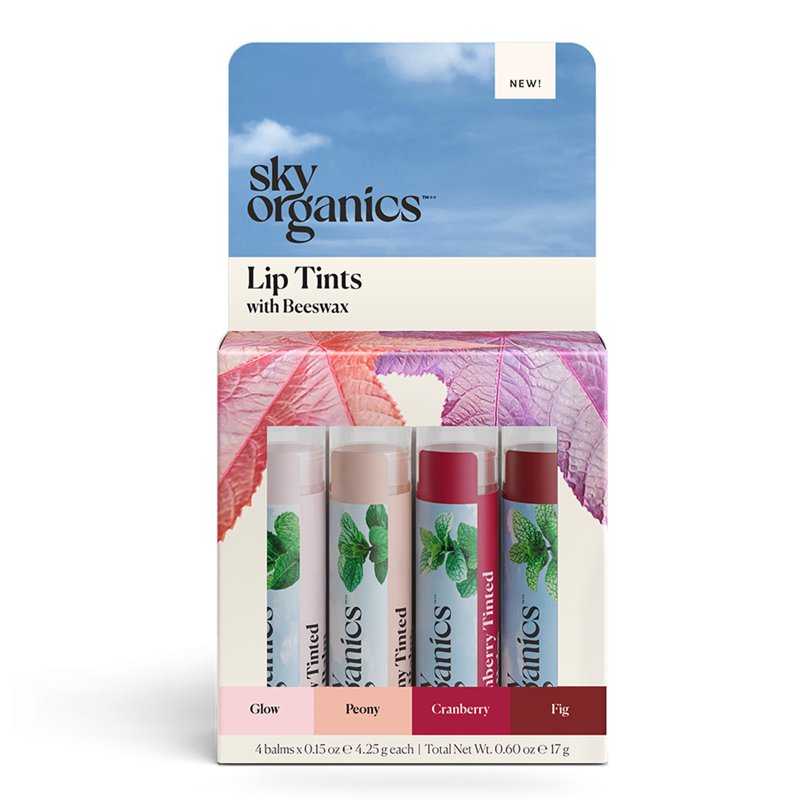 Tinted Lip Balm Set - Organic Moisturizing Beeswax Lip Care, 4 Pack