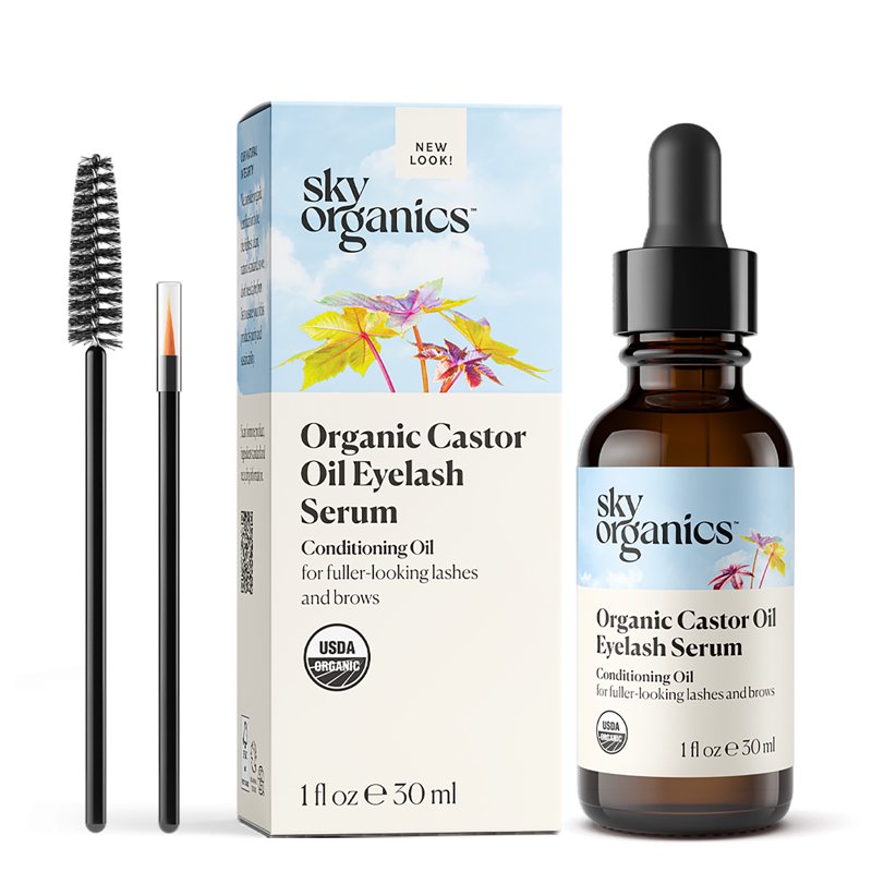 Organic Cold-Pressed Castor Oil for Eyelashes and Eyebrows, 1 fl oz