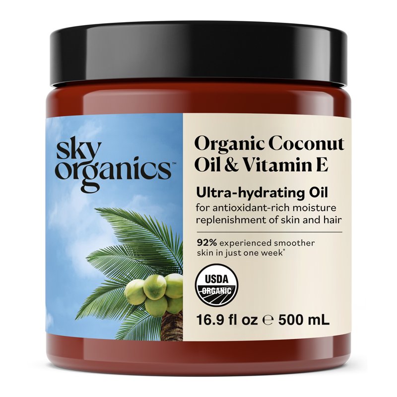 Organic Coconut Oil and Vitamin E Hair and Body Oil, 16.9 fl oz