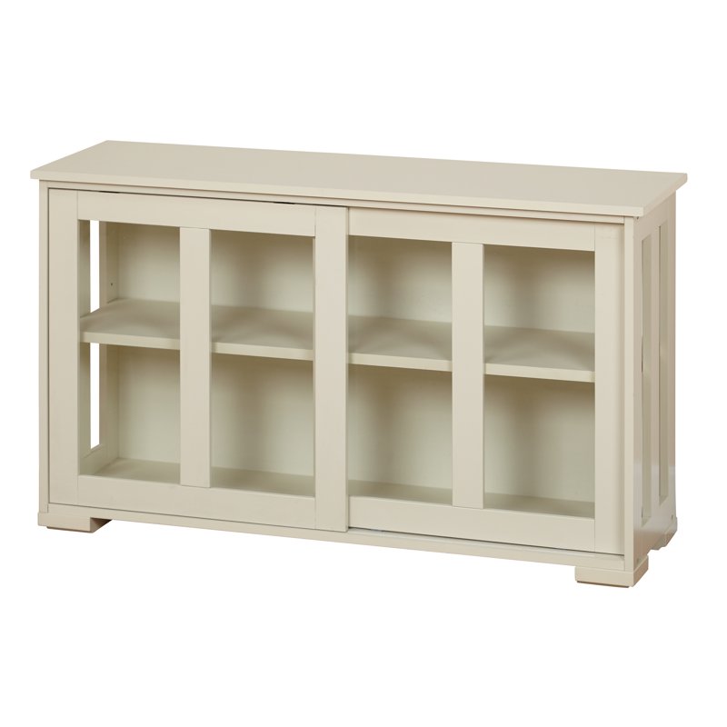 Stackable Storage Cabinet with Tempered Glass Doors - Antique White