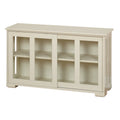 Stackable Storage Cabinet with Tempered Glass Doors - Antique White