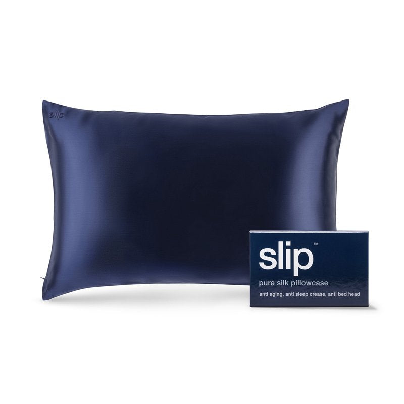 Silk Pillowcase Queen Navy - Slip Pure Silk Bedding for Skin & Hair Care