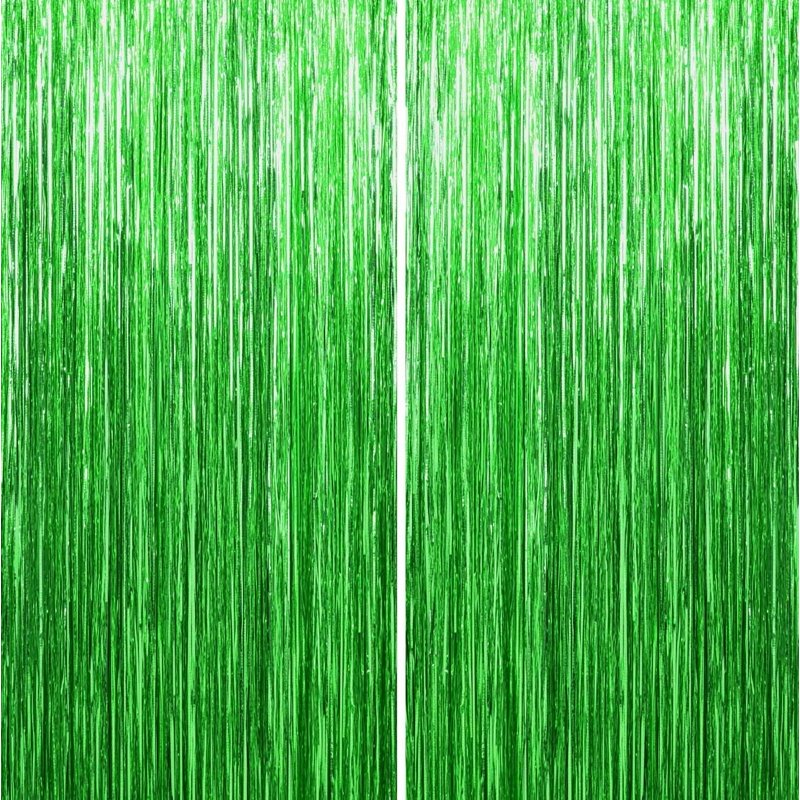 Green Foil Fringe Curtain - 2-Pack for Events, Birthdays, Weddings, Festivals - 3.25ft x 6.58ft - Green 3