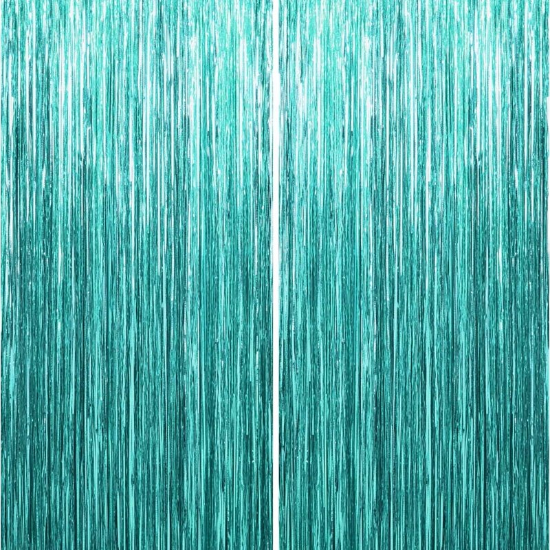 Green Foil Fringe Curtain for Events - 3-Pack Birthday Wedding Graduation Party Decor - Sm:)e