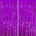 Purple Foil Fringe Curtain - 4 Pack Blinking Light Bright Party Decorations for Events