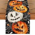 Halloween Table Runner 13x120 Inch Black Pumpkins Spider Web Fall Kitchen Decor