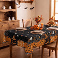 Halloween Tablecloth with Ghost Bat Pumpkin Web 60x104 Inch Wrinkle-Resistant & Washable