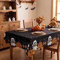 Halloween Tablecloth 52x70 Inch Black Ghost Cat Pumpkin Wrinkle-Resistant & Washable
