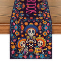 Halloween Skull Table Runner 13x72 Inch Watercolor Marigolds Decor - Variation G