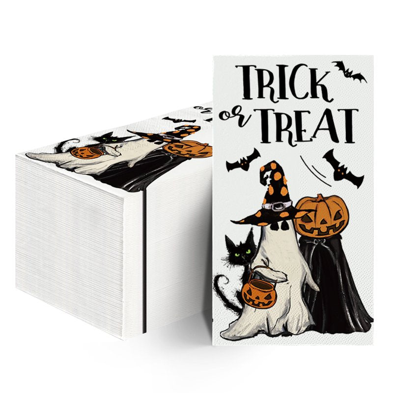 Halloween Paper Napkins 100PCS Jack O-Lantern Bats Black Cat Trick or Treat - TypeL