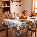 Halloween Tablecloth 60x60 Inch Square Bat Ghost Pumpkin Plaid Wrinkle-Resistant & Washable