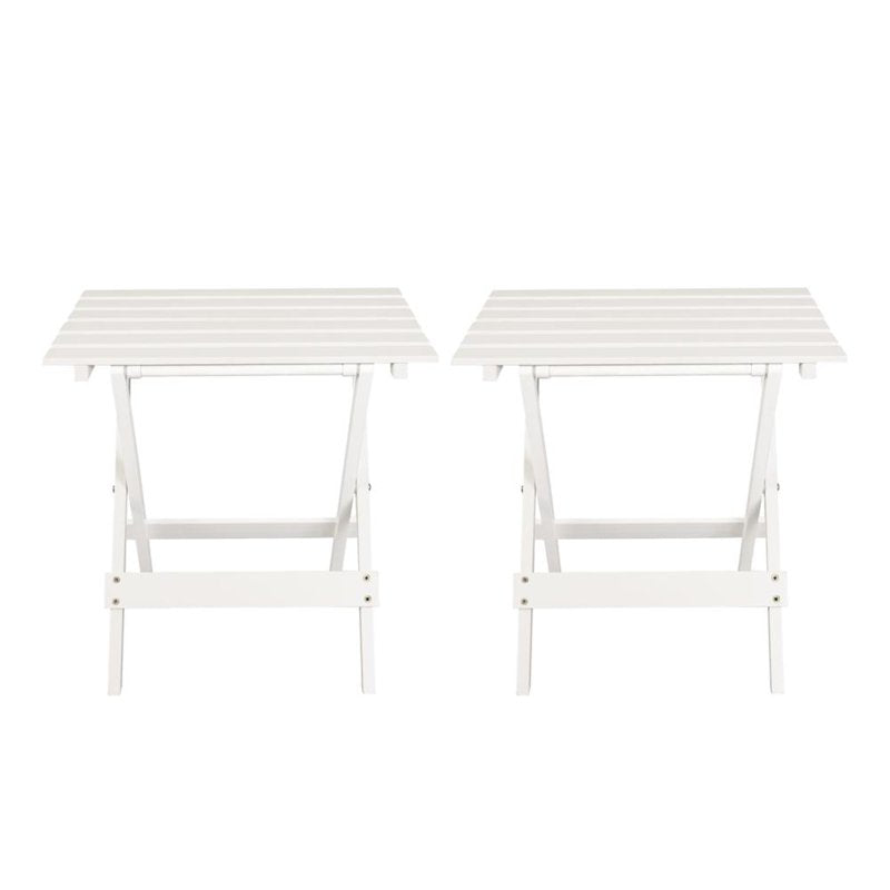 Solid Wood Folding Side Table Set - 2-Piece Portable Design