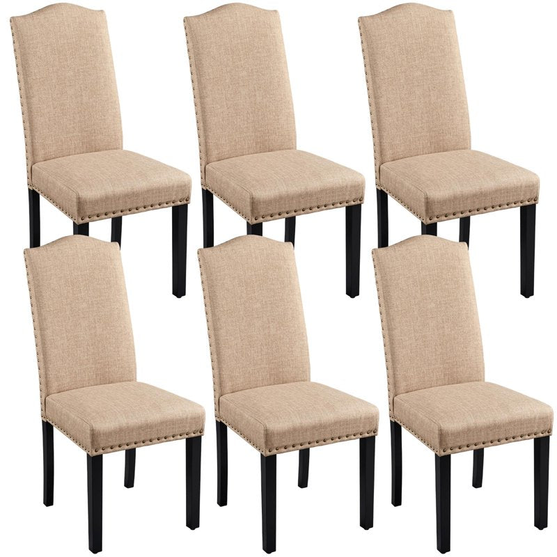 6-Piece Fabric Upholstered Dining Chair Set - Khaki