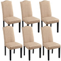 6-Piece Fabric Upholstered Dining Chair Set - Khaki