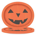 Halloween Smiling Pumpkin Oval Paper Plates - 12x10 Inch, Pack of 8