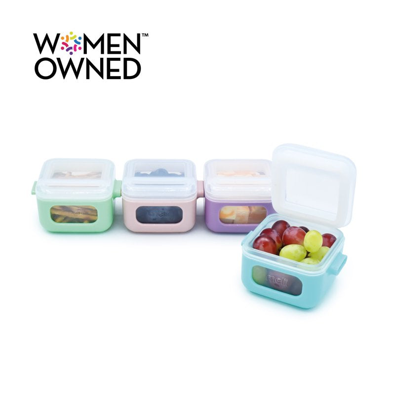 Snap & Go Cubes Food Storage Containers - 4 Leakproof 4oz Boxes