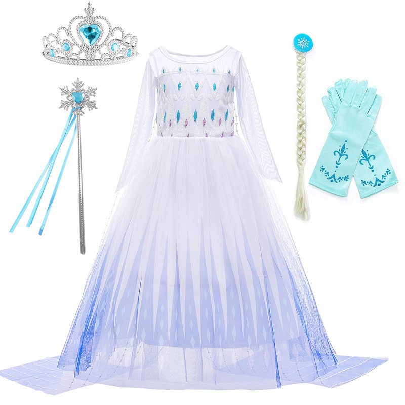 Girls Elsa Costume Dress with Accessories - Snow Queen Act 2, 110cm, Variation of THIS listing