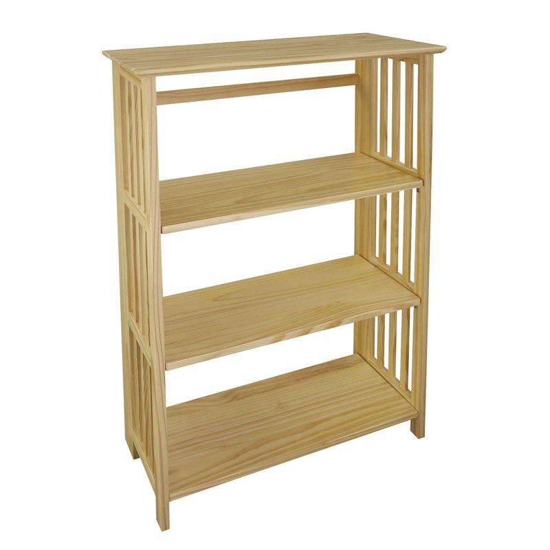 Soho Manhattan 4-Shelf Folding Bookcase - Natural Wood Finish