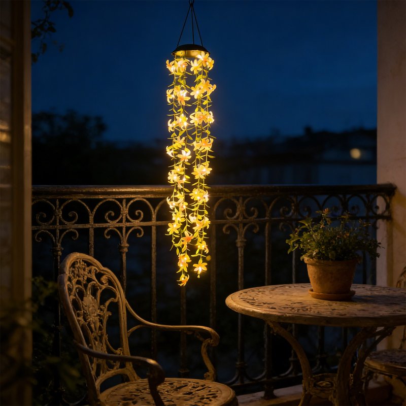 Solar Flower Wind Chime Light Outdoor Lantern Waterproof Garden Decor