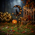 Halloween Solar Garden Stake Light with Metal Moon, Black Cat & LED Pumpkin - Variation A
