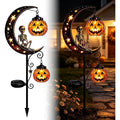 Solar Halloween Skull Garden Stake Light Waterproof Metal Yard Lantern - Black