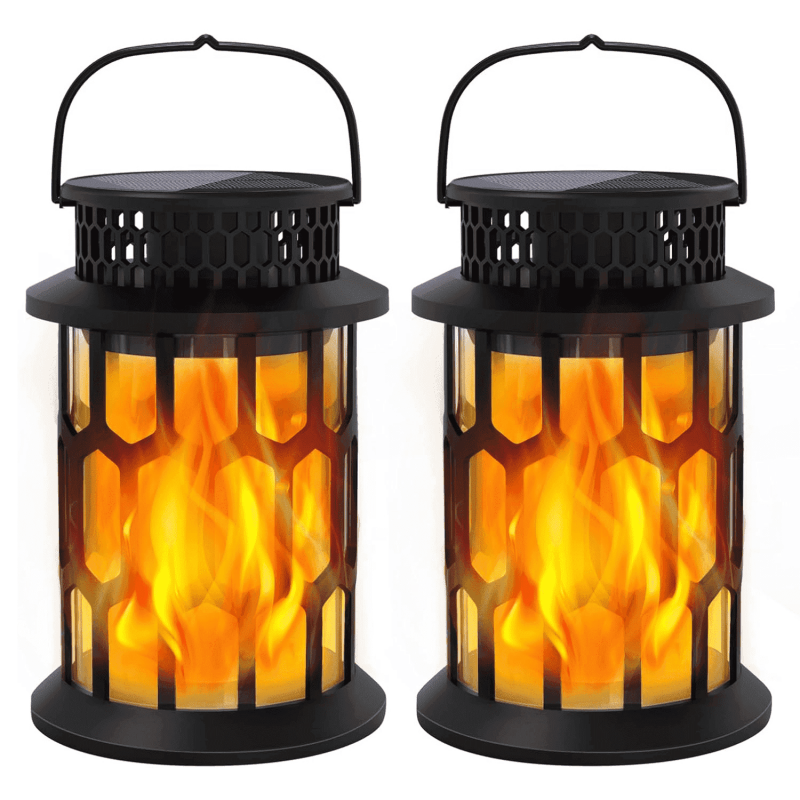 Solar Lanterns Outdoor Flickering Flame Garden Pathway Lights - Yard Patio Decor