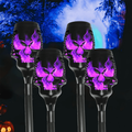Halloween Solar Skull Stake Lights 4-Pack Outdoor Pathway & Garden Decor - Purple
