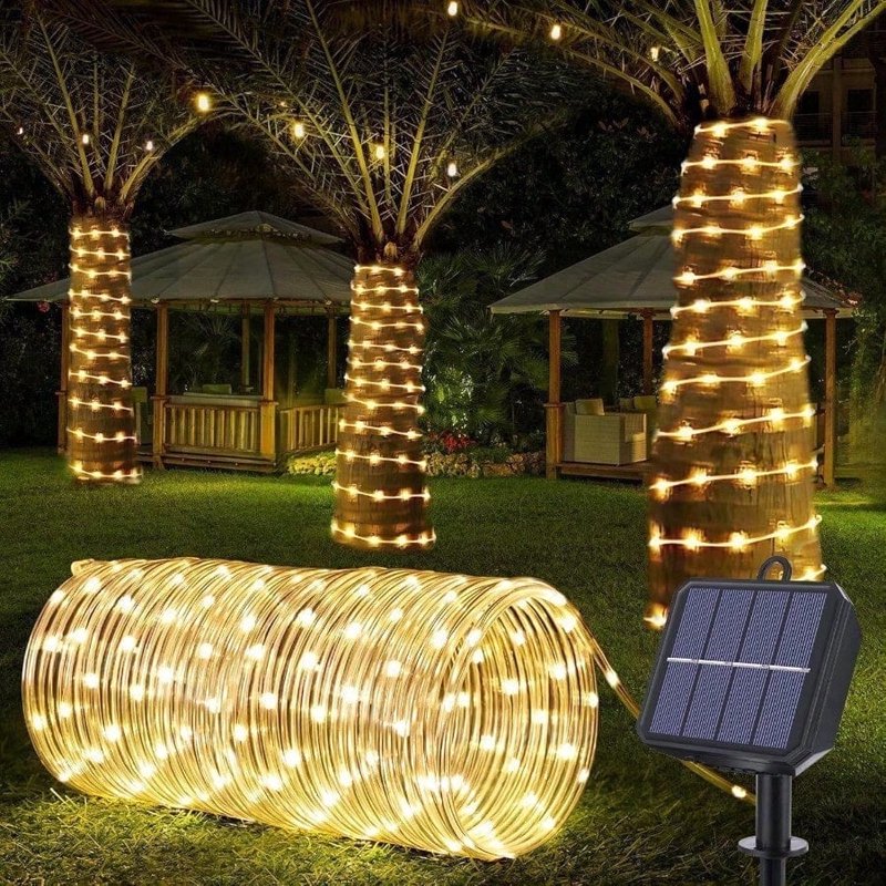 Solar Rope Lights Outdoor Waterproof 100LED Tube String Lights - Warm White 100LED