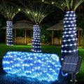 Blue Solar Rope Lights Outdoor Waterproof 100LED Tube String with USB Rechargeable Timer
