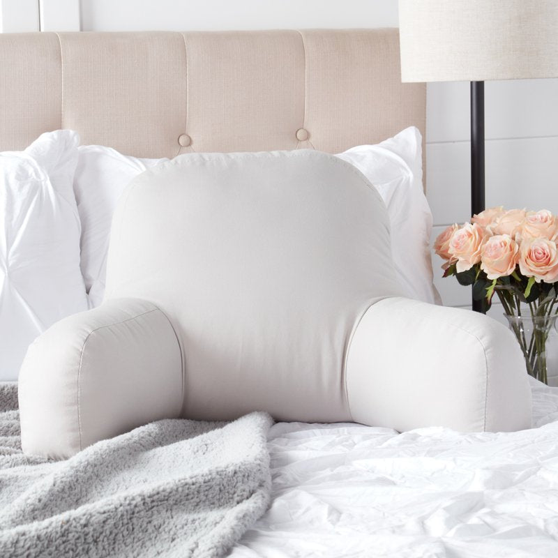 Gray Cotton Duck Bed Rest Pillow - Overstuffed Support Cushion for Reading & Relaxing