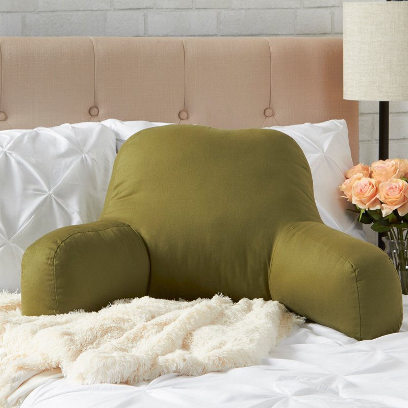 Solid Moss Green Cotton Duck Bed Rest Pillow - Overstuffed Supportive Cushion - Green Variation